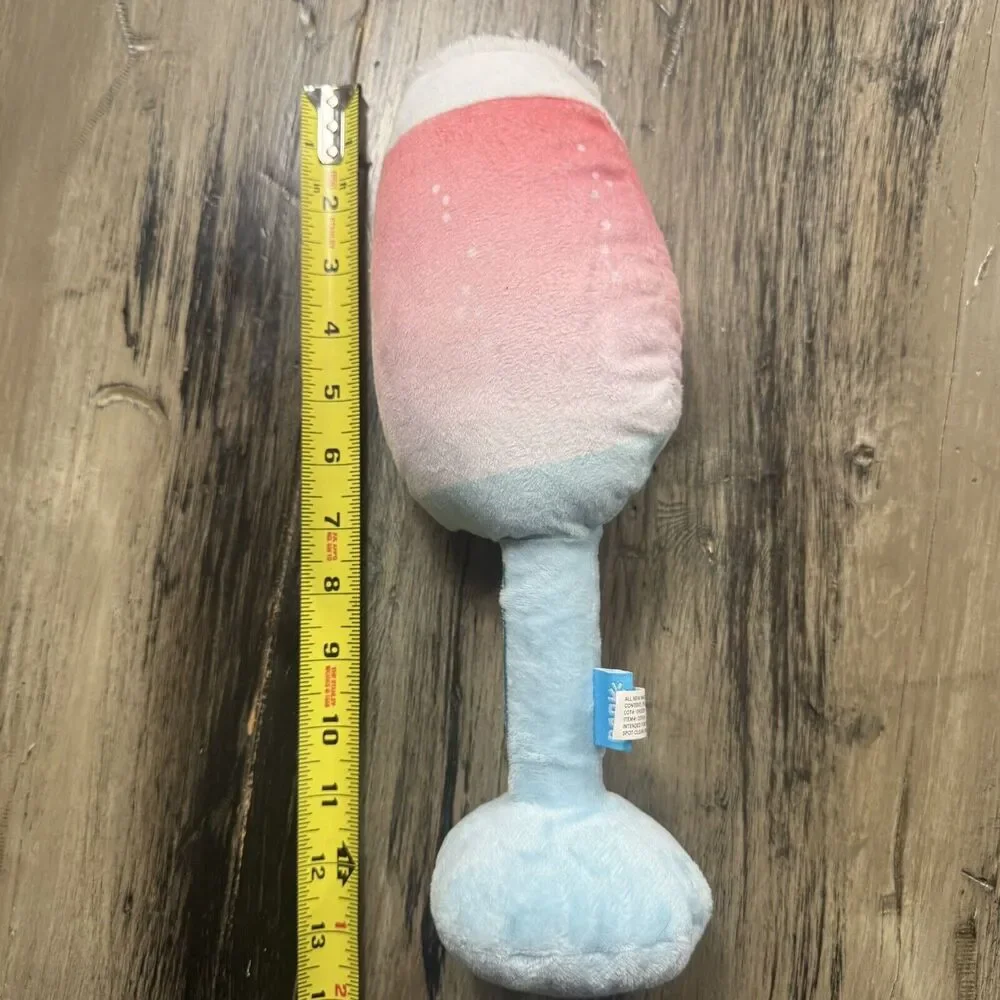 Bark Box Pink Blue Chompagne Plush Squeak Spiky Ball Fetch Chew Play Dog Toy